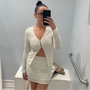 Ivory textured skirt set